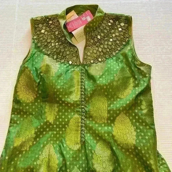 New With Tags! Rich Lady Green and Gold embroidered dress Size XL - Picture 1 of 6